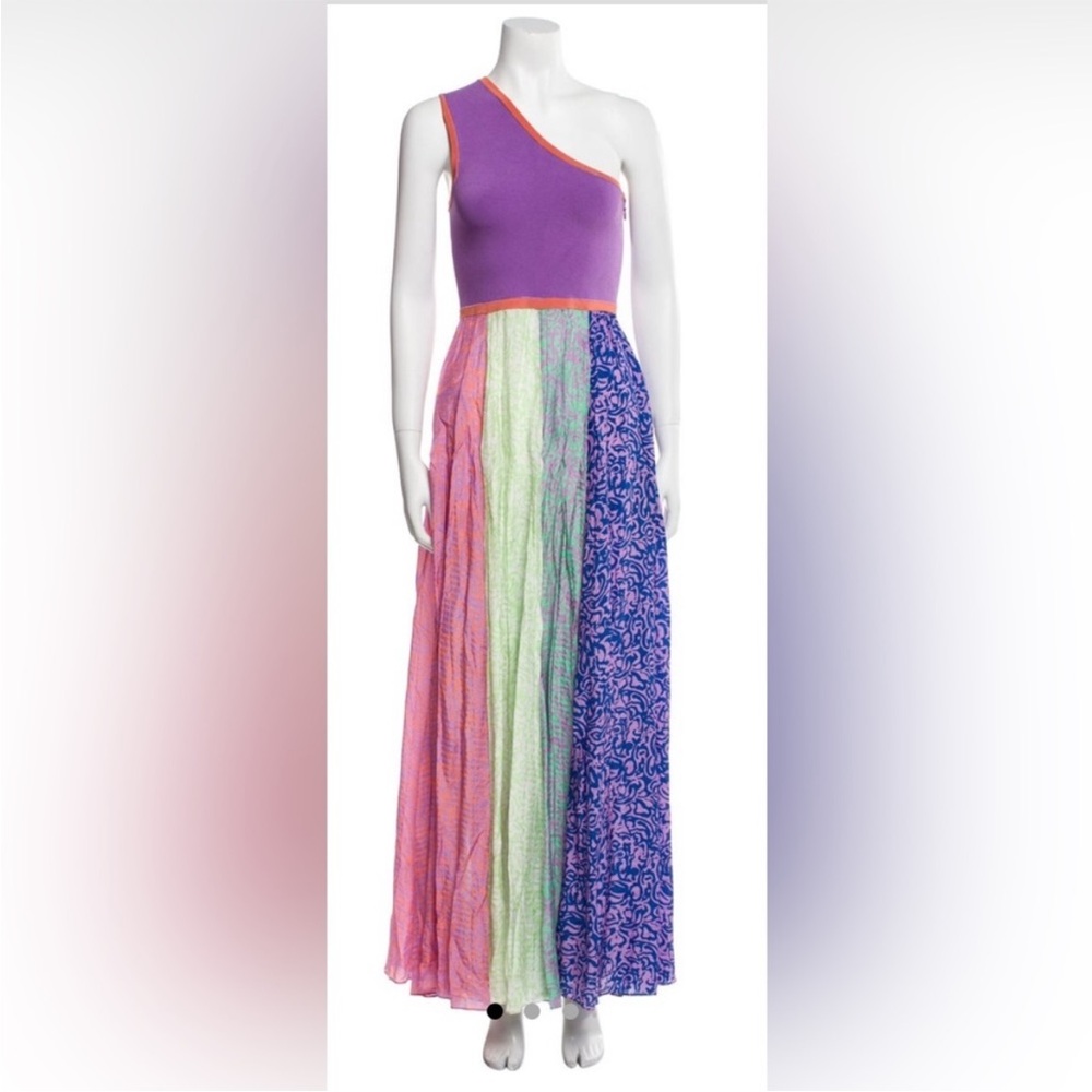 Tanya Taylor 
One-Shoulder Colorblock Asymmetrical Maxi Dress